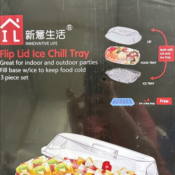 Flip Lid Ice Chill Tray - Clear Food & Ice Serving Tray - Picture 2 of 6
